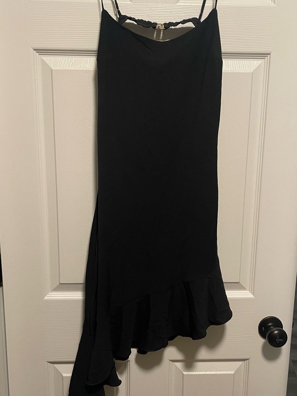 Abercrombie & Fitch Black Asymmetrical Ruffle Cowl-Back Dress